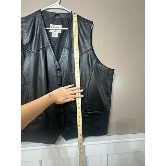 NWOT Cripple Creek Slick Black 100% Leather Western Vest Men's 3XL - Picture 7 of 9